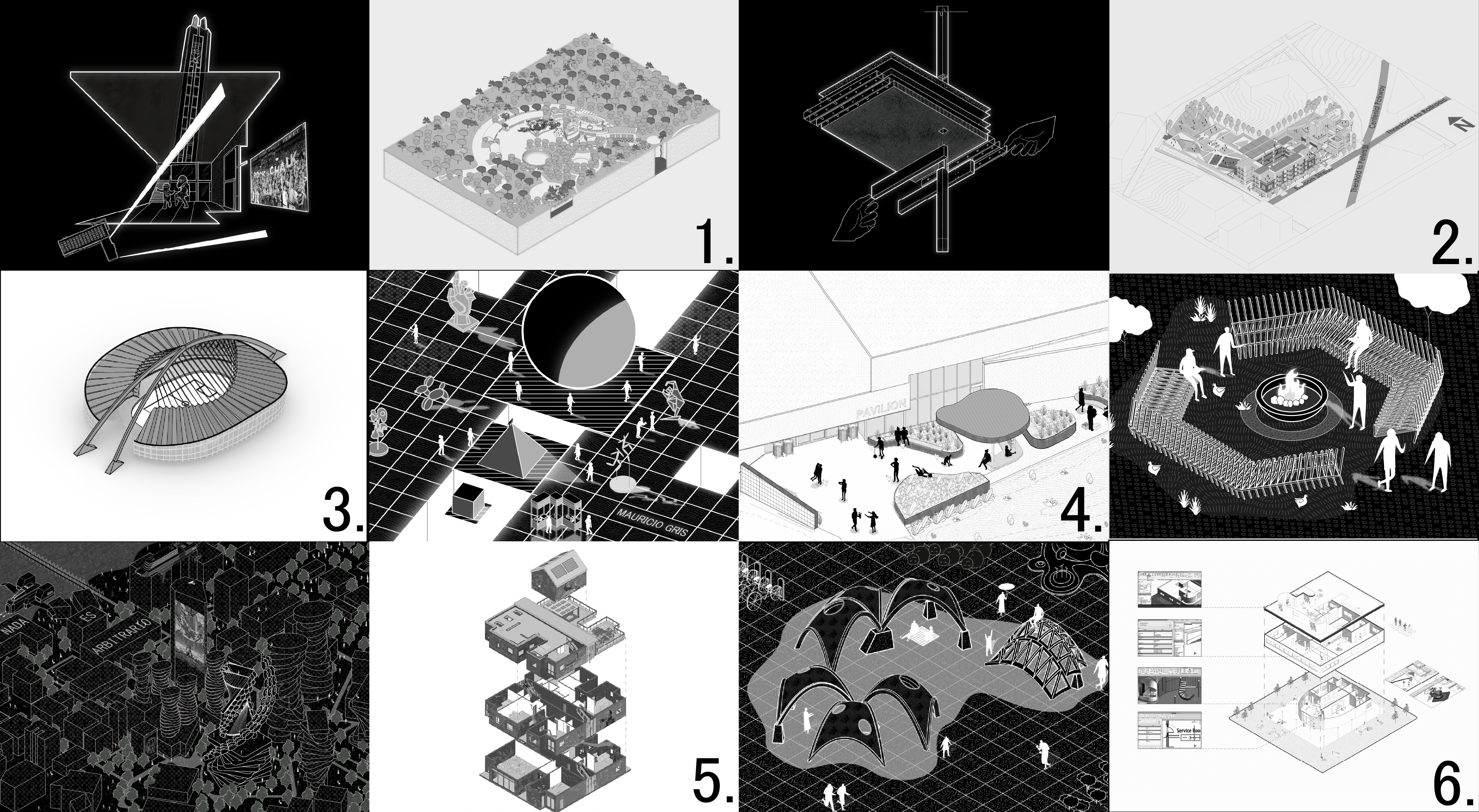 Table of contents showing selected architectural projects